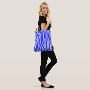 Colorful blue and white Kente pattern Tote Bag