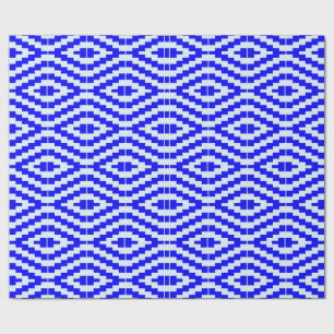 Colorful blue and white Kente pattern Wrapping Paper