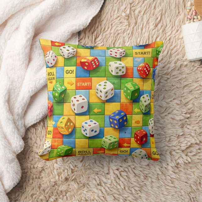 Colorful board game dice pattern design throw pillow (Blanket)
