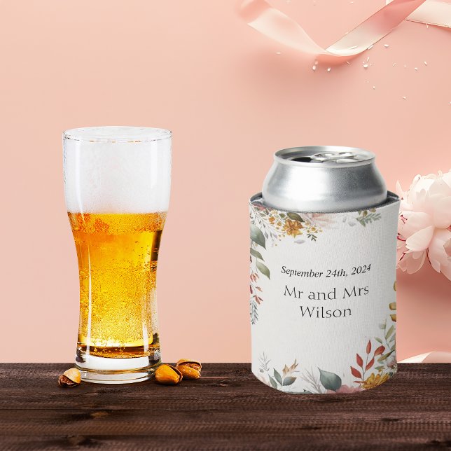 Colorful Bohemian Floral Wedding Can Cooler (Creator Uploaded)