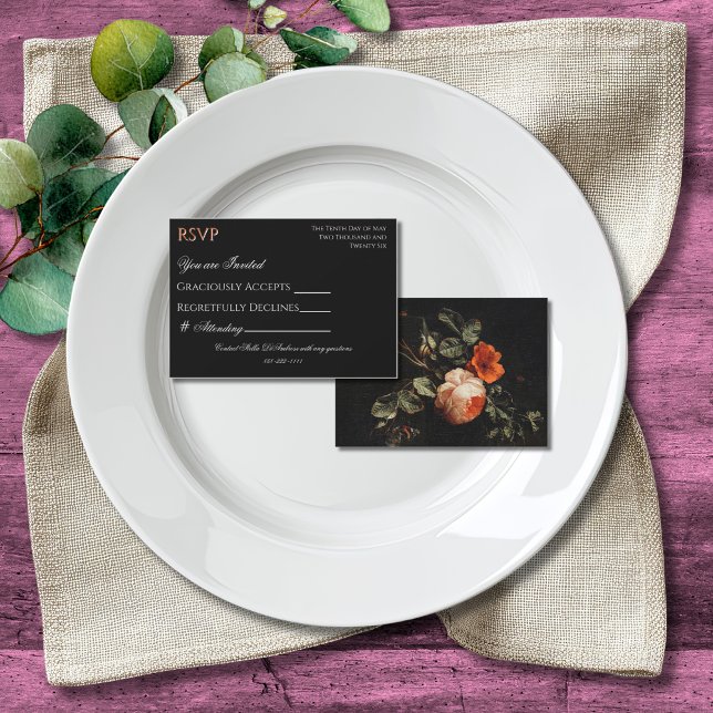 Colorful Boho Chic Black Floral RSVP (Créateur téléchargé)