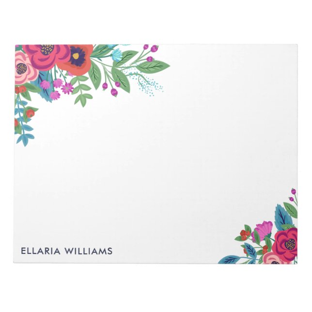 Colorful Boho Floral Bouquets - Name Notepad (Front)