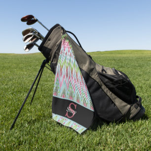 Colorful Boho Hippie Pattern Initial Monogram Golf Towel