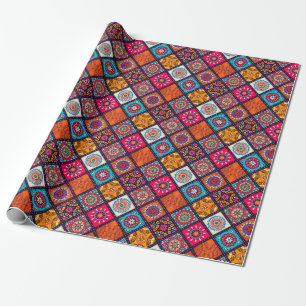 colorful boho style wrapping paper