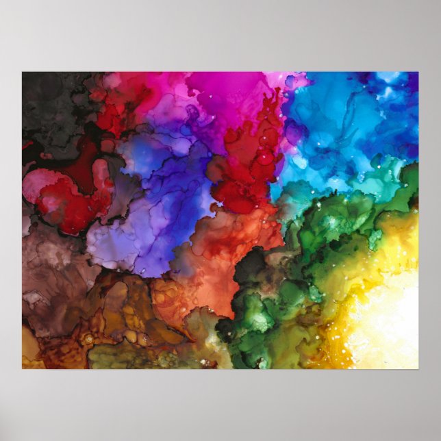 Colorful , Bold and Vivid abstract 24"x1 8"  Print (Front)