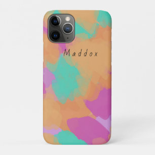 Colorful Bold Modern Artist Pattern + Custom Name iPhone 11 Pro Case