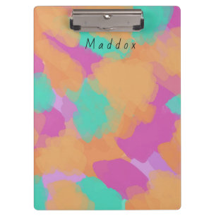Colorful Bold Modern Artist Pattern + Custom Name Clipboard