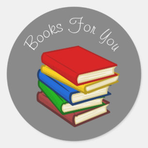 COlorful books design book business branding Classic Round Sticker