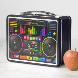 Colorful Boombox Music Player Personalized Kids  Metal Lunch Box
