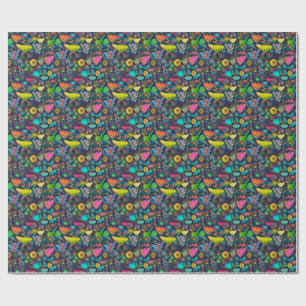 Colorful botanical pattern wrapping paper