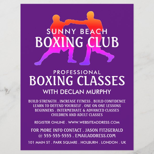 Colorful Boxing Match, Boxing Class Advert Flyer (Front)