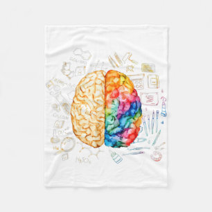 Colorful Brain - Science And Art - Neuroscience Ne Fleece Blanket
