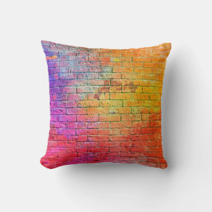 Colorful brick wall backgroundwall,color,backgroun throw pillow