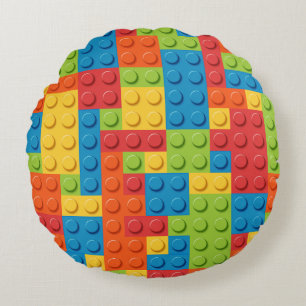 colorful bricks kids pattern round pillow
