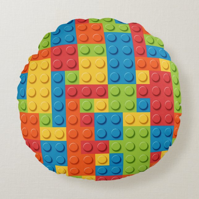 colorful bricks kids pattern round pillow (Front)