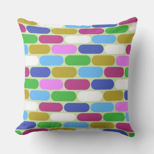 Colorful Bricks Stadium Cream Color Wall on  Throw Pillow