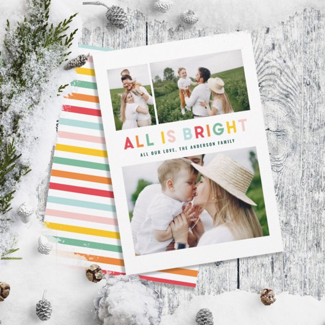 colorful bright 2 photo modern Christmas simple Holiday Card (Creator Uploaded)