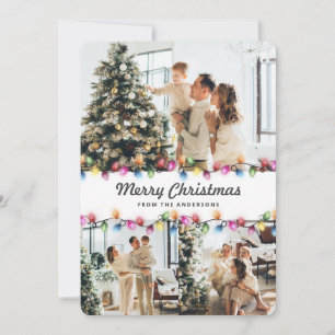 Colorful Bright Christmas Lights Photo Holiday Card
