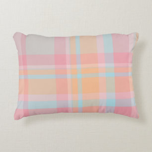 Colorful bright pinky blue tartan plaid pattern accent pillow