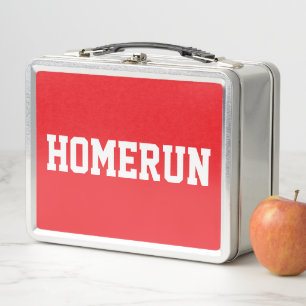 Colorful Bright Purple Bold White HOMERUN Text Metal Lunch Box