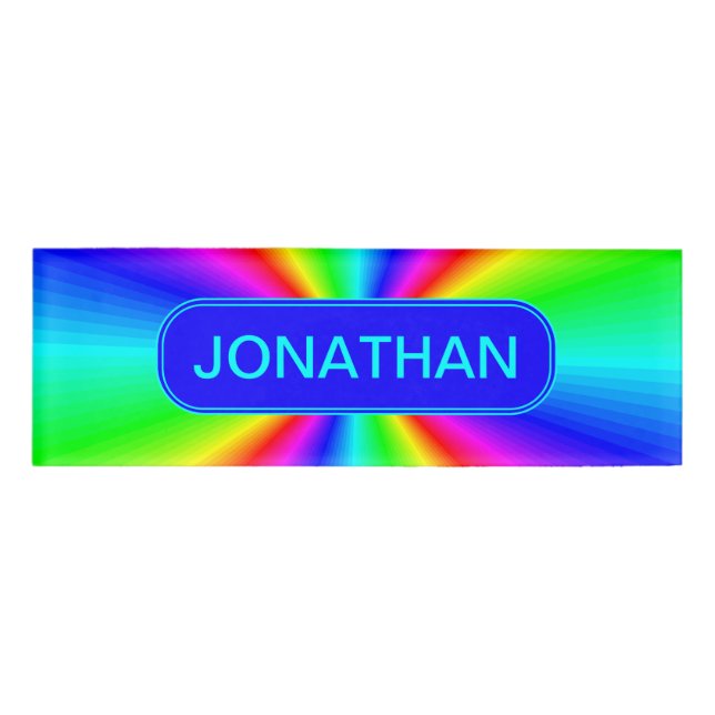 Colorful Bright Rainbow Personalized Name Tag (Front)