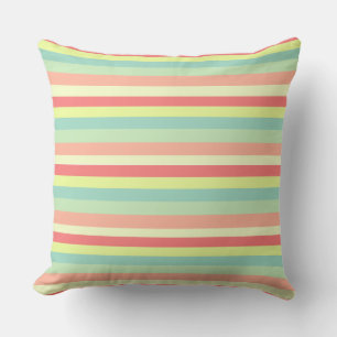 Colorful Bright Stripes Throw Pillow