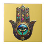 Colorful Brown Gold Hamsa Rainbow Color Third Eye Tile<br><div class="desc">You are viewing The Lee Hiller Photography Art and Designs Collection of Home and Office Decor,  Apparel,  Gifts and Collectibles. The Designs include Lee Hiller Photography and Mixed Media Digital Art Collection http://LeeHiller.com</div>
