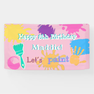 Colorful Brush Strokes paint party banner - Small