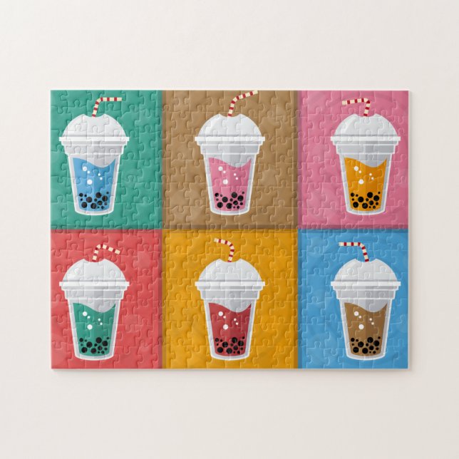 Colorful Bubble Tea 6 Pac Jigsaw Puzzle (Horizontal)