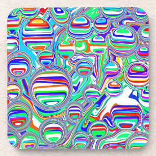 Colorful Bubbles Abstract Digital Art Coaster