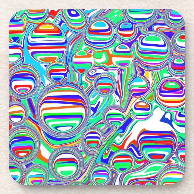 Colorful Bubbles Abstract Digital Art Coaster (Front)