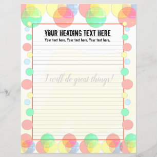 Colorful Bubbles Lined Writing Paper
