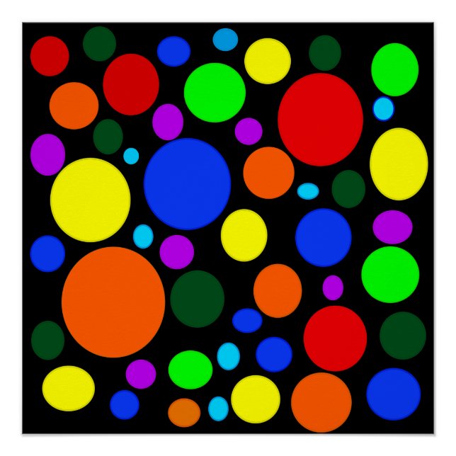Colorful bubbles on black poster (Front)