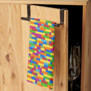 Colorful Building Block Pattern Kitchen Towel