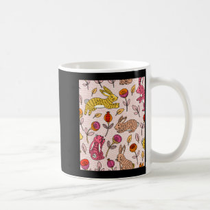 Colorful bunnies cute floral vintage t shirt  coffee mug