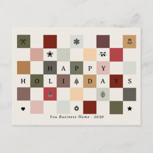 Colorful Business Happy Holidays Checkerboard  Postcard