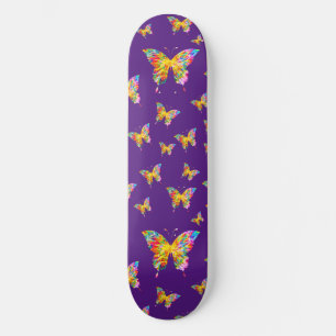 COLORFUL BUTTERFLIES ABSTRACT  SKATEBOARD