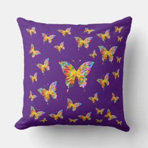 COLORFUL BUTTERFLIES ABSTRACT THROW PILLOW
