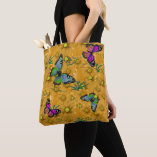 "Colorful Butterflies" Customizable Monogram Tote Bag