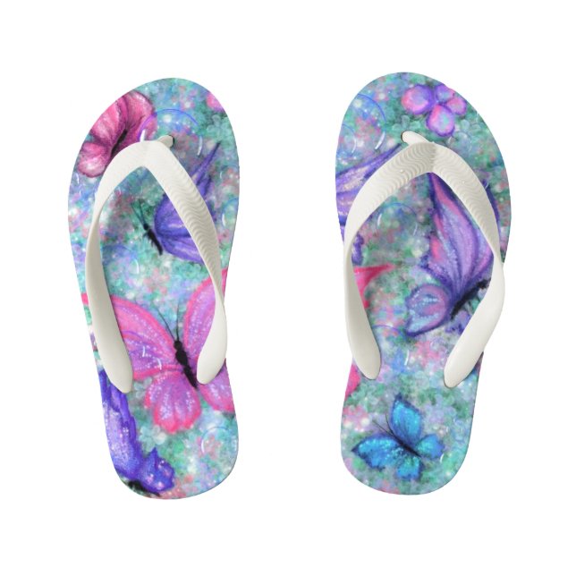 Colorful Butterflies Flying Flip Flops - Joy (Footbed)