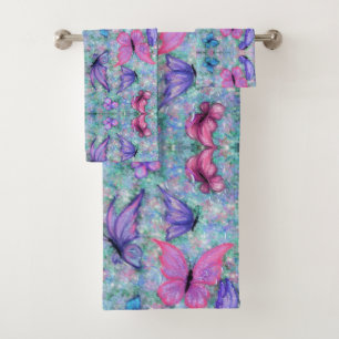 Colorful Butterflies Flying - Joy - Bath Towel Set