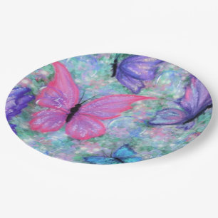 Colorful Butterflies Flying - Joy Paper Plate
