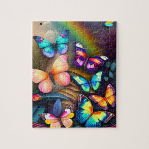 Colorful Butterflies in a Maguc Forest Jigsaw Puzzle