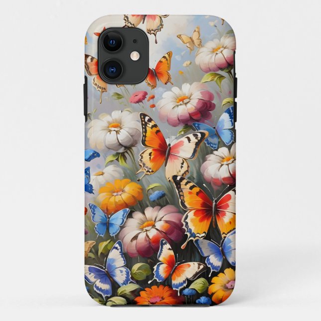Colorful butterflies in garden Case-Mate iPhone case (Back)