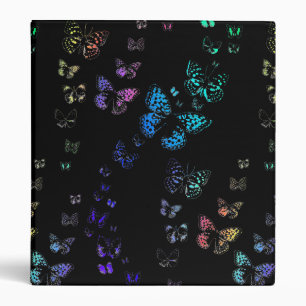 Colorful Butterflies on Black Binder