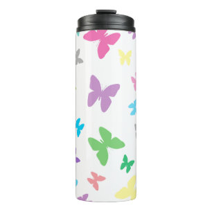 Colorful butterflies pattern thermal tumbler