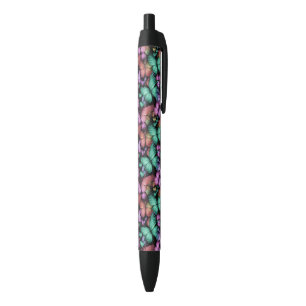 Colorful Butterflies Print Black Ink Pen