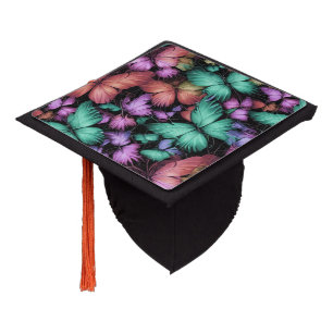 Colorful Butterflies Print Graduation Cap Topper