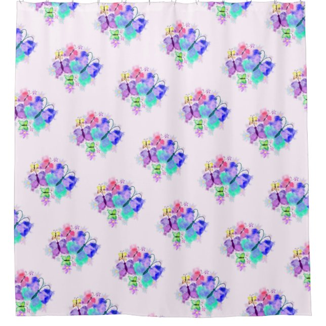 Colorful Butterflies Shower Curtain (Front)