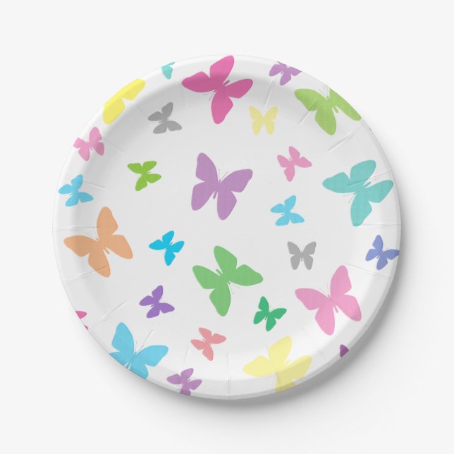 Colorful butterfly art paper plate (Front)